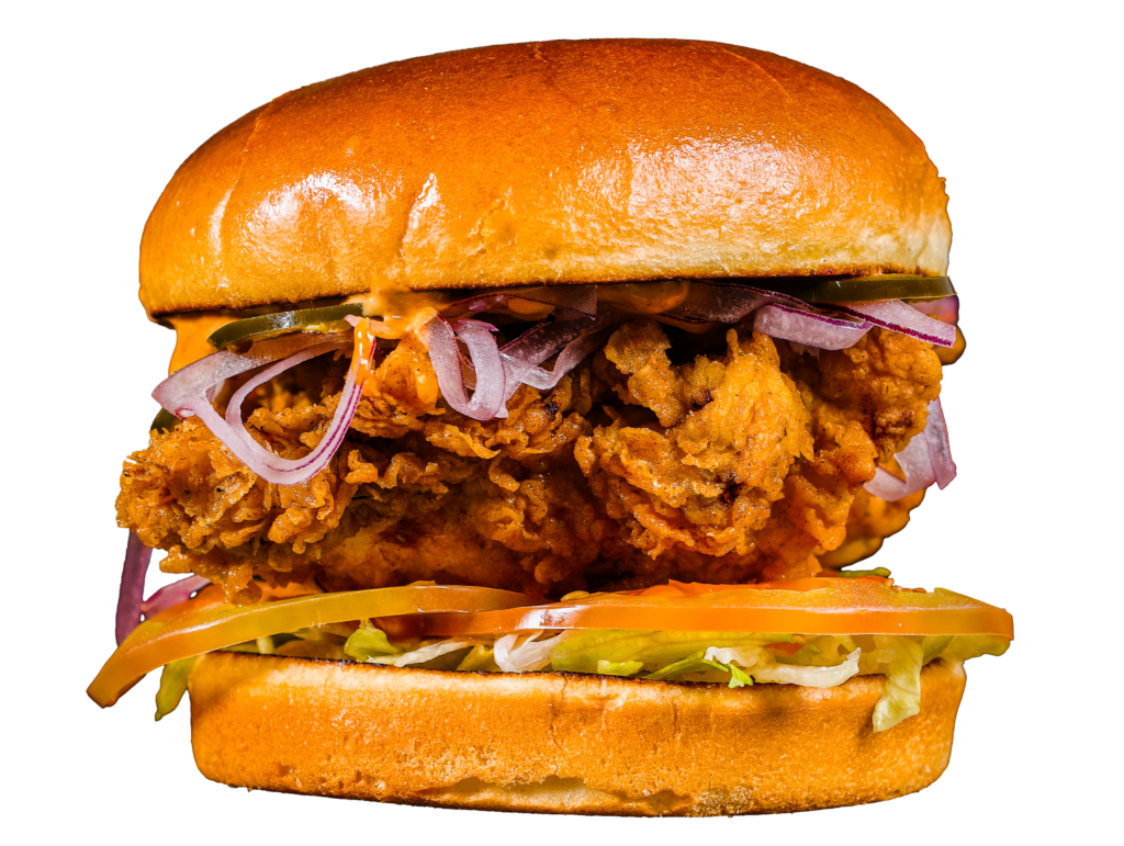Een chicken burger van de snackbar Bollinos in Apeldoorn!